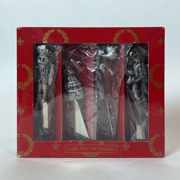 VTG Home for the Holidays Canapé Cheese Knives Christmas Designs Holiday Hosting - Picture 3 of 5